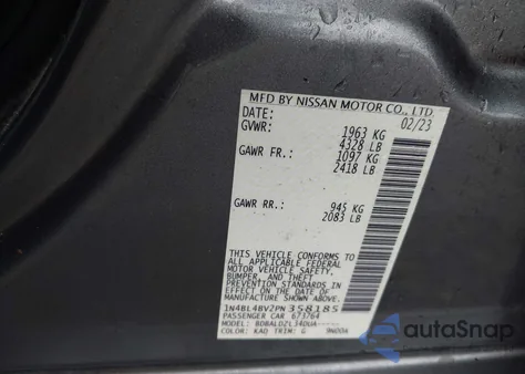 2023 Nissan Altima S Fwd z USA, uszkodzony, nr VIN 1N4BL4BV2PN358185